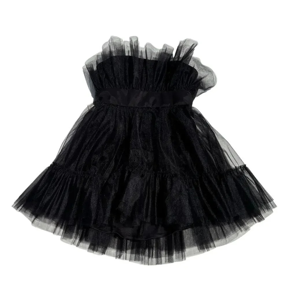 NWT Katie May Elle Mini Dress Black Tuile Puff Strapless Size Large - Picture 9 of 15